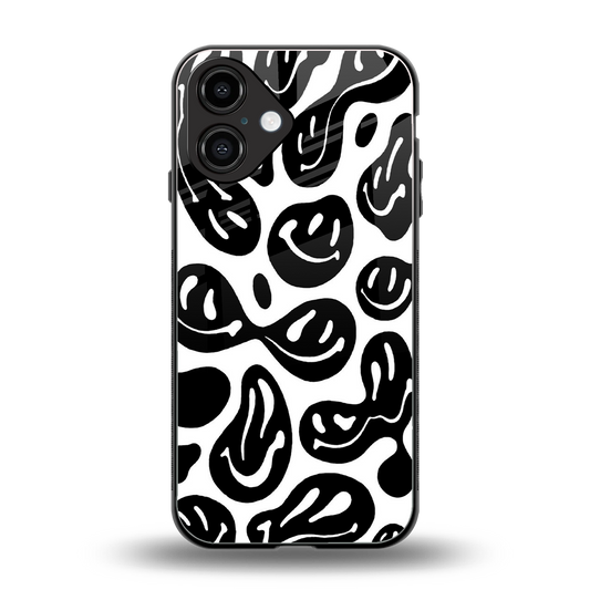 Acid Smiles BW Phone Case for Iphone 16 | Glass Case