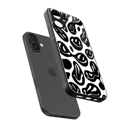 Acid Smiles BW Phone Case for Iphone 16 | Glass Case