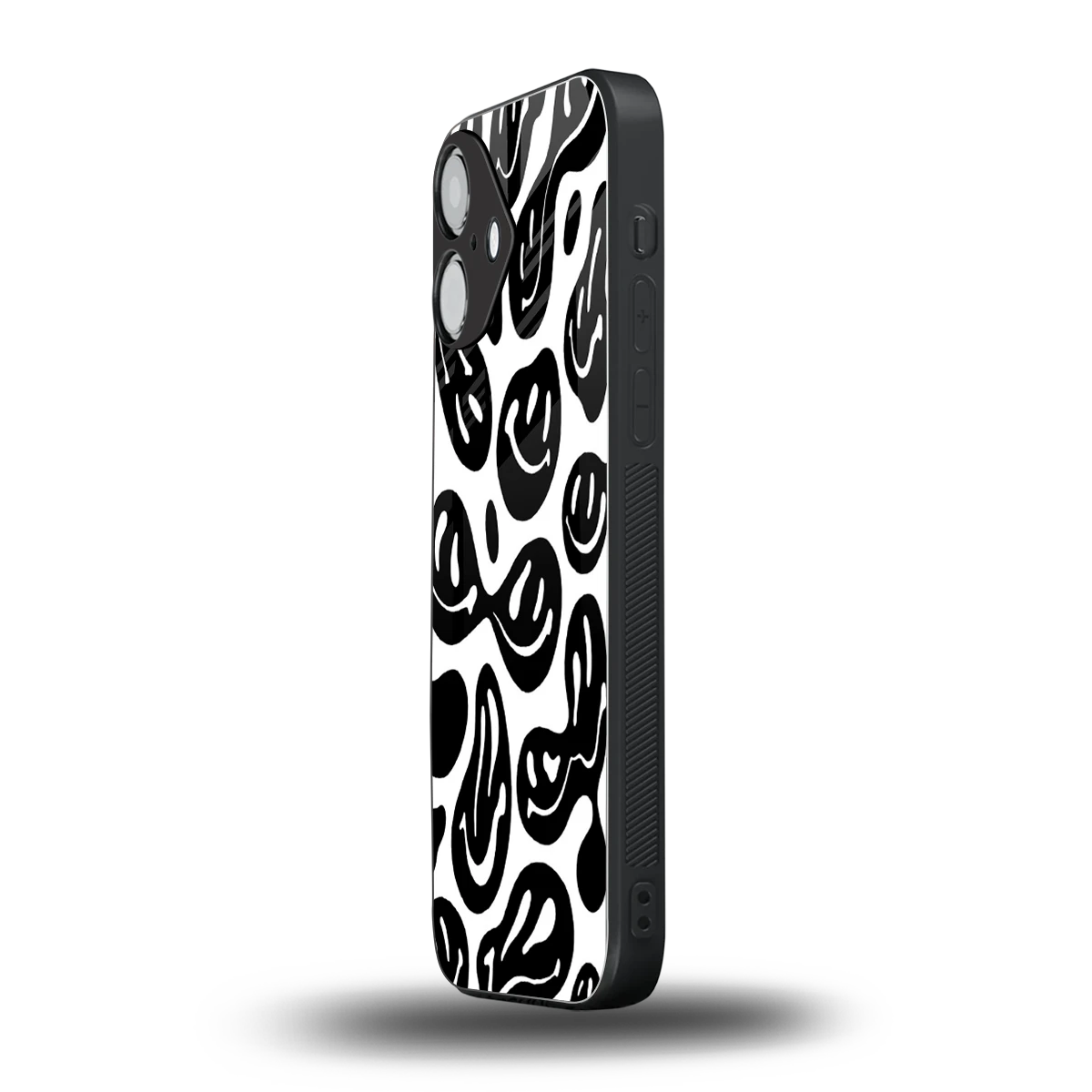 Acid Smiles BW iPhone 16 mobile cover | shockproof glass phone case