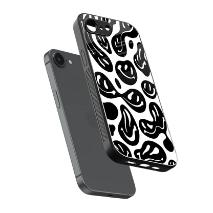 Acid Smiles BW sleek iphone 16e cover with tempered glass back and TPU edges