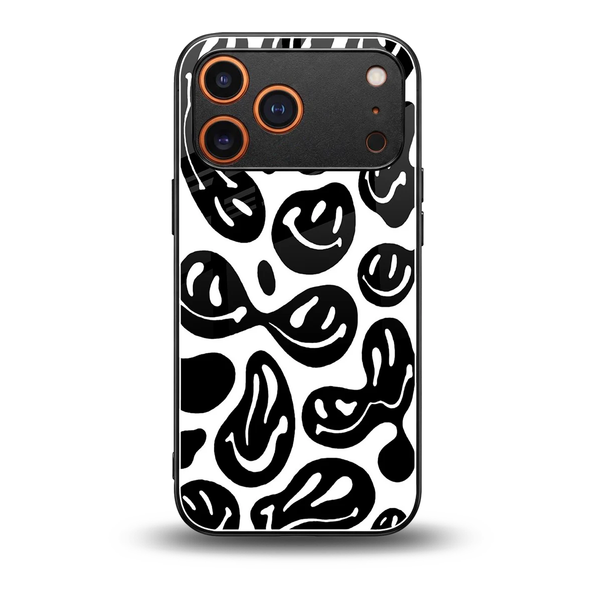 Acid Smiles BW back phone cover | glass case for iphone 17 pro