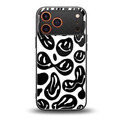 Acid Smiles BW back phone cover | glass case for iphone 17 pro