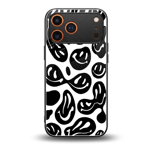 Acid Smiles BW back phone cover | glass case for iphone 17 pro
