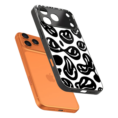 Acid Smiles BW sleek iphone 17 pro cover with tempered glass back and TPU edges