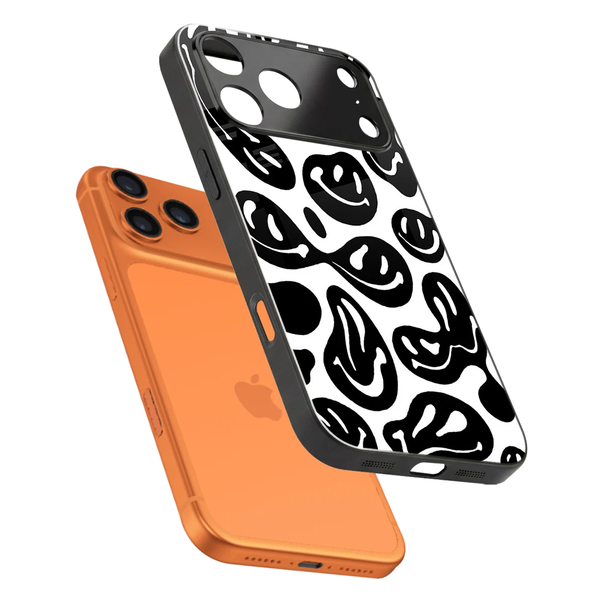 Acid Smiles BW sleek iphone 17 pro max cover with tempered glass back and TPU edges