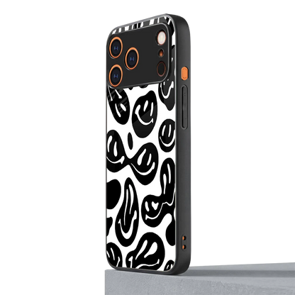 Acid Smiles BW iphone 17 pro max mobile cover | shockproof glass phone case