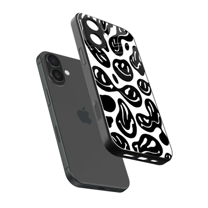 Acid Smiles BW sleek iphone 17 cover with tempered glass back and TPU edges
