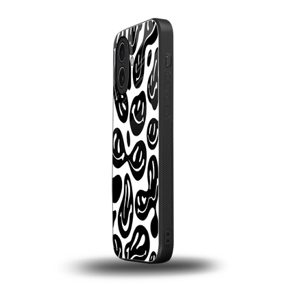 Acid Smiles BW iphone 17 mobile cover | shockproof glass phone case