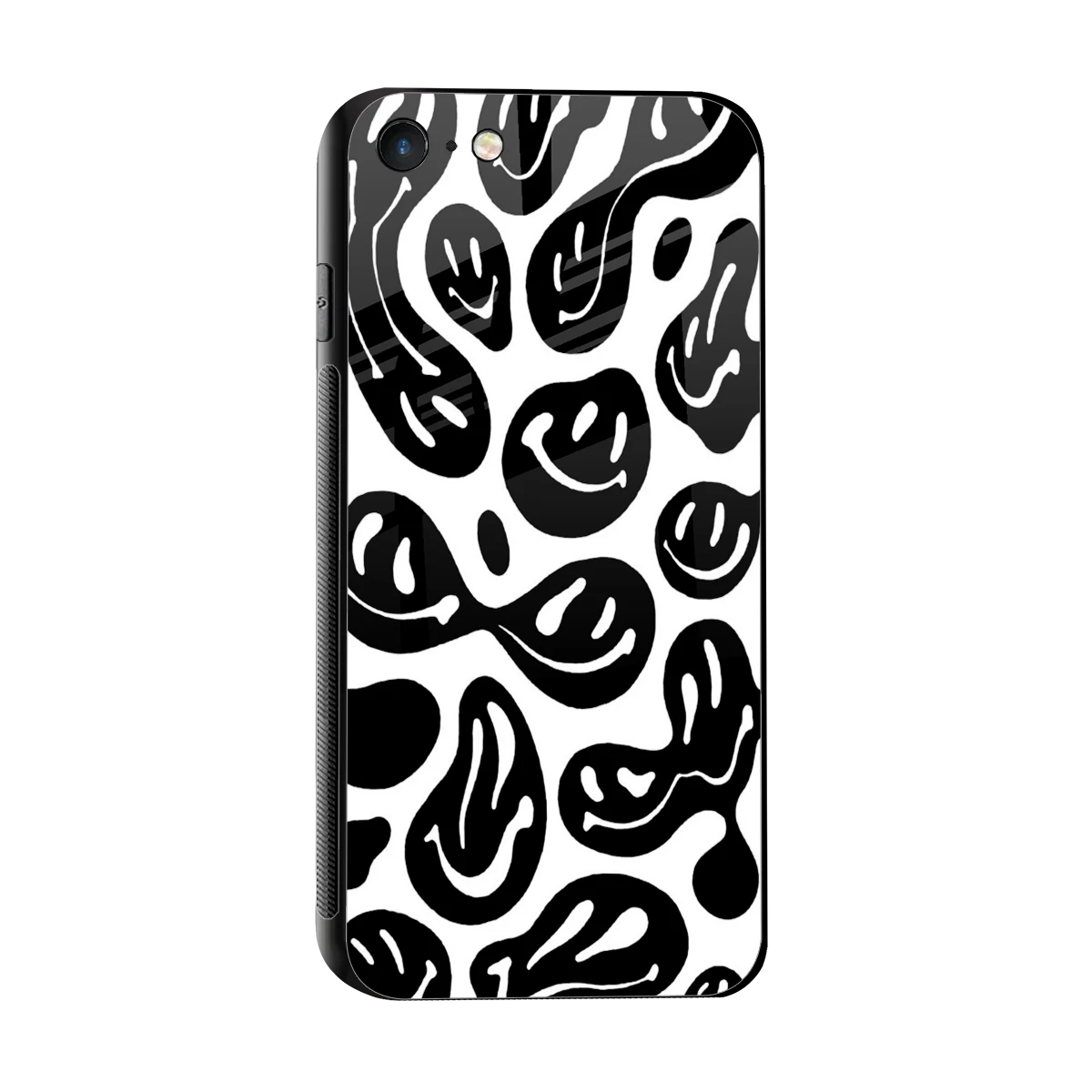 Acid Smiles BW sleek iphone se 2020 cover with tempered glass back and TPU edges