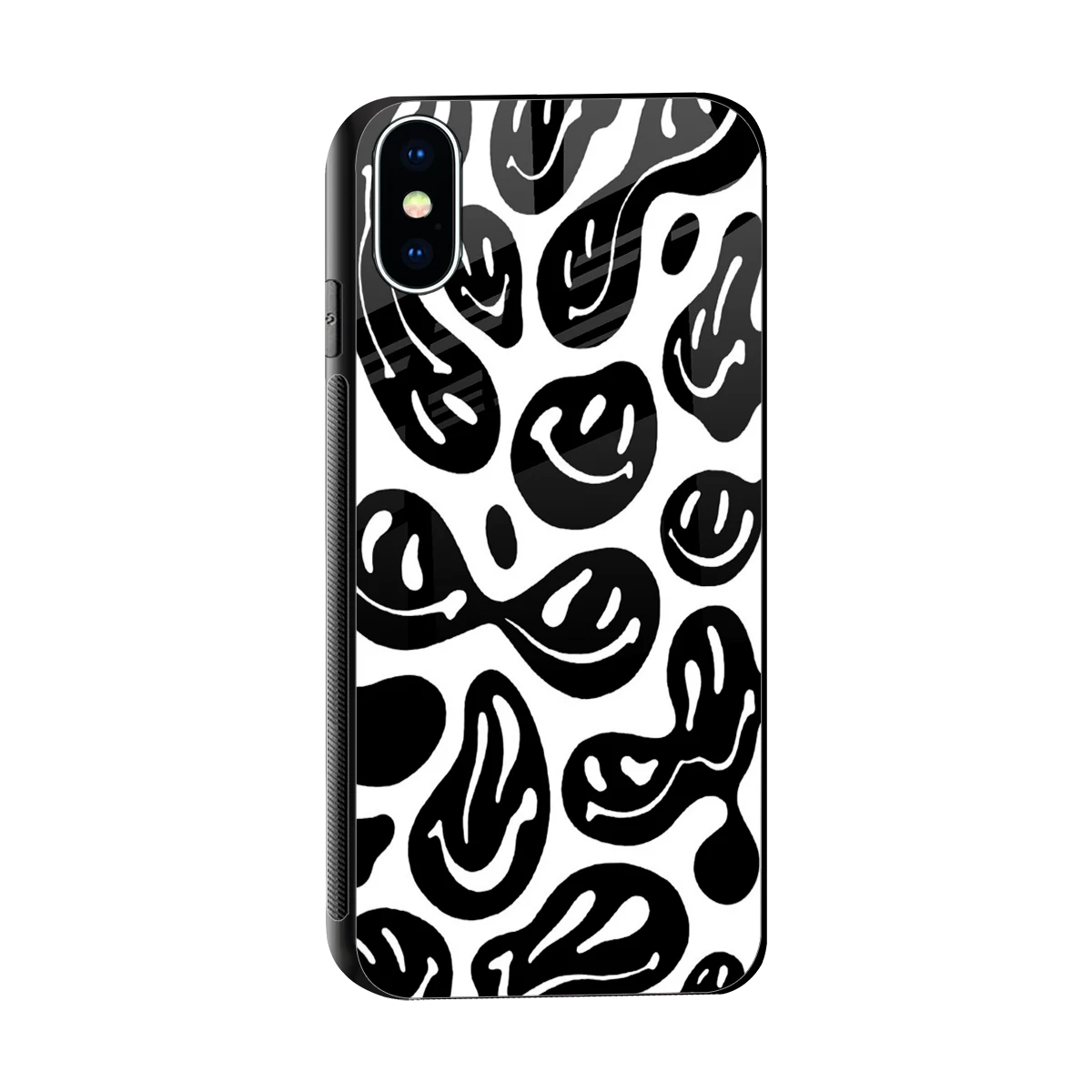 Acid Smiles BW sleek iphone xs cover with tempered glass back and TPU edges