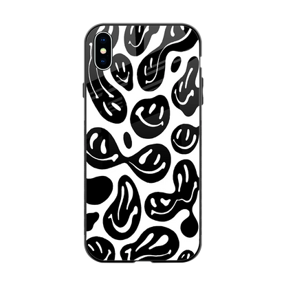 Acid Smiles BW back phone cover | glass case for iphone xs max