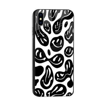 Acid Smiles BW sleek iphone xs max cover with tempered glass back and TPU edges