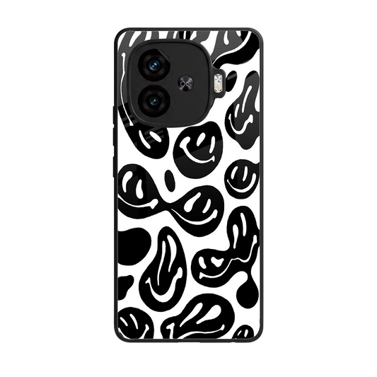 Acid Smiles BW back phone cover | glass case for iqoo neo 10r 5g
