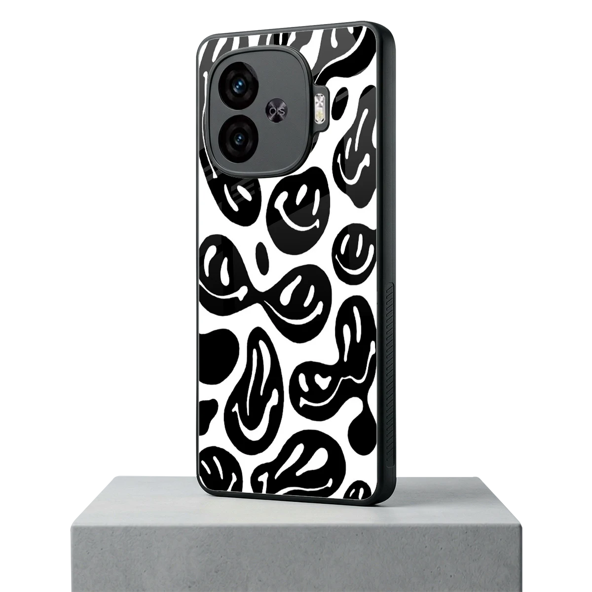 Acid Smiles BW iqoo neo 10r 5g mobile cover | shockproof glass phone case