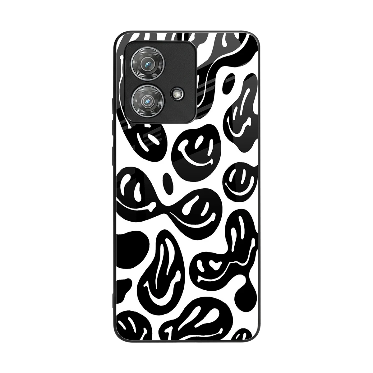 Acid Smiles BW back phone cover | glass case for motorola edge 40 neo 5g
