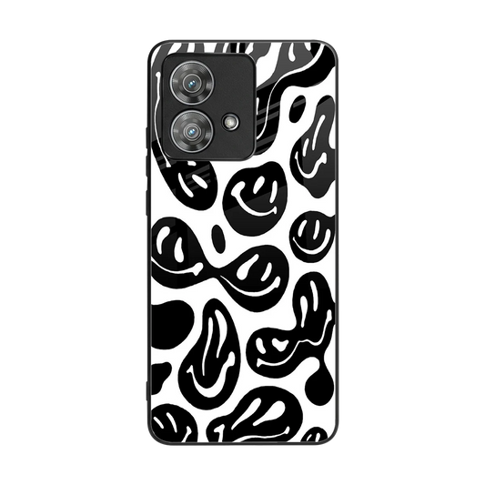 Acid Smiles BW back phone cover | glass case for motorola edge 40 neo 5g
