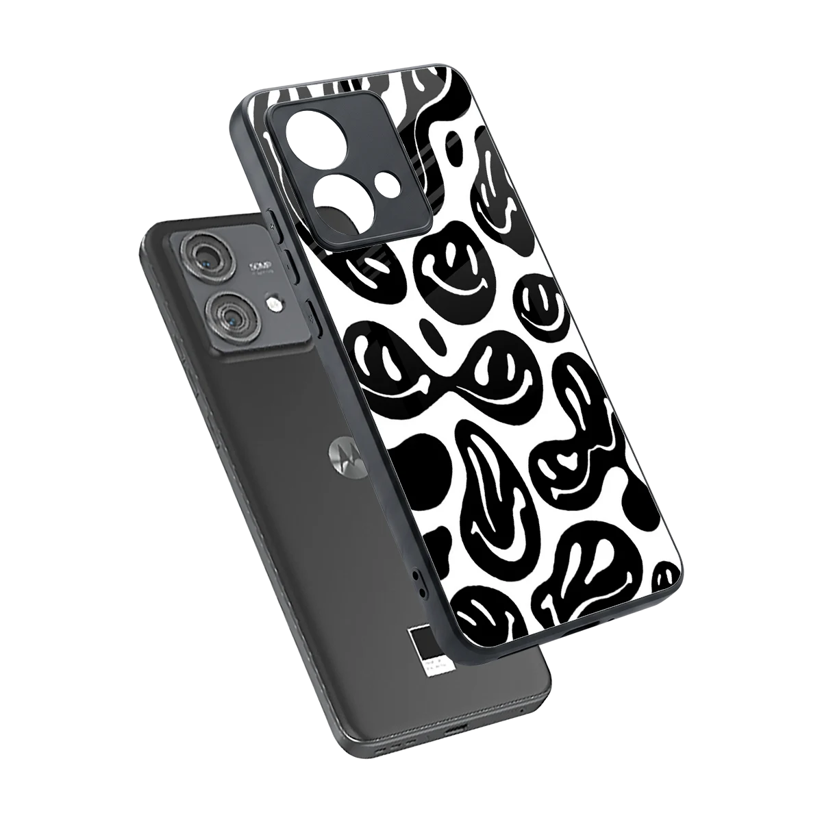 Acid Smiles BW sleek motorola edge 40 neo 5g cover with tempered glass back and TPU edges