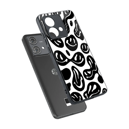 Acid Smiles BW sleek motorola edge 40 neo 5g cover with tempered glass back and TPU edges
