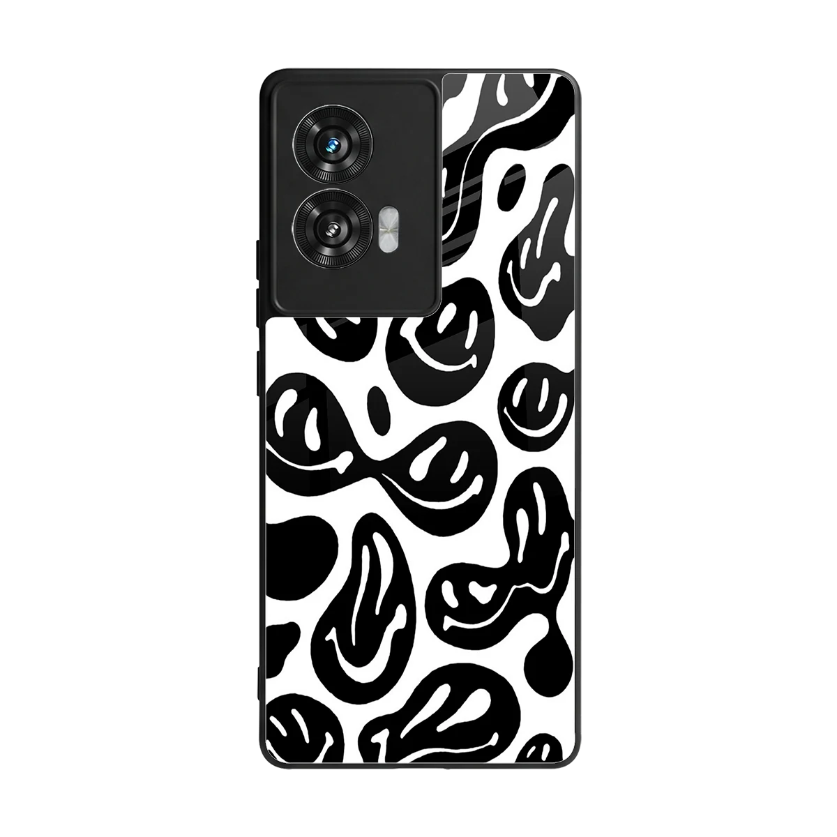 Acid Smiles BW back phone cover | glass case for motorola edge 50 fusion