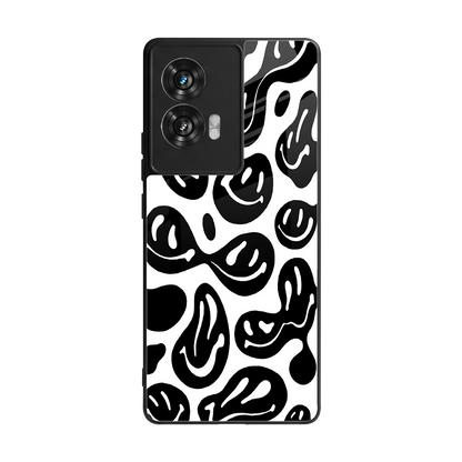 Acid Smiles BW back phone cover | glass case for motorola edge 50 fusion