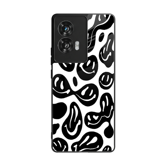 Acid Smiles BW back phone cover | glass case for motorola edge 50 fusion