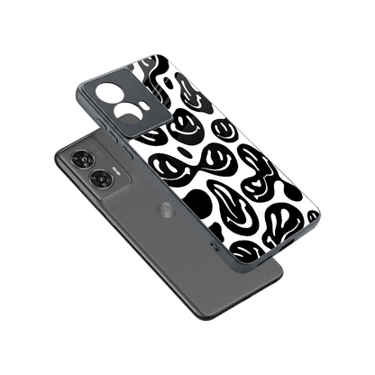 Acid Smiles BW sleek motorola edge 50 fusion cover with tempered glass back and TPU edges