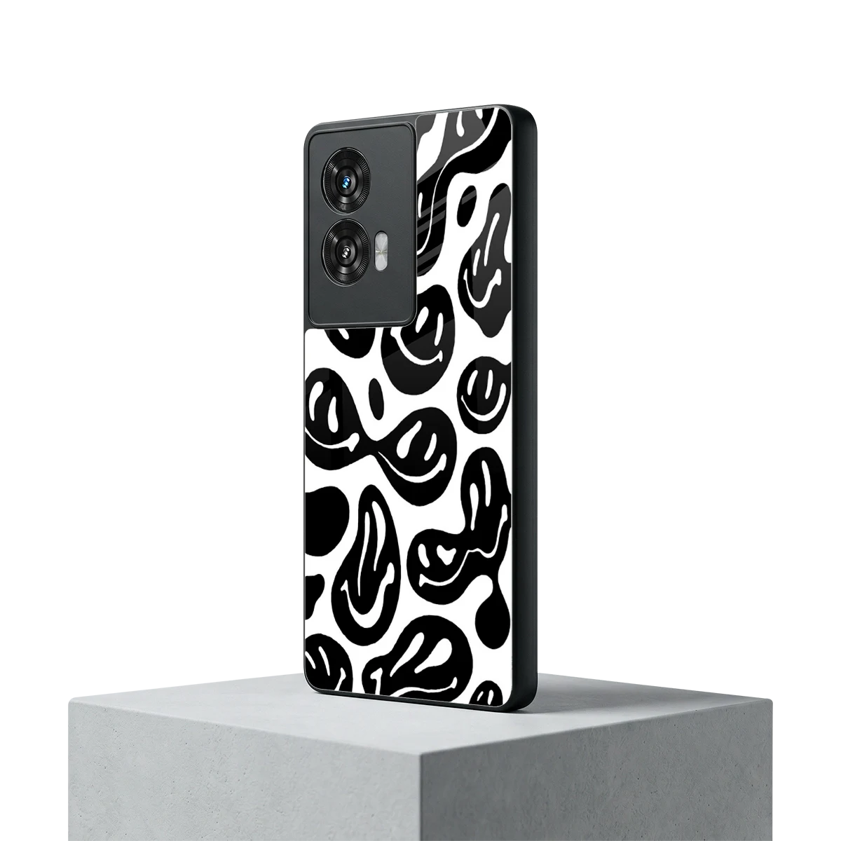 Acid Smiles BW motorola edge 50 fusion mobile cover | shockproof glass phone case