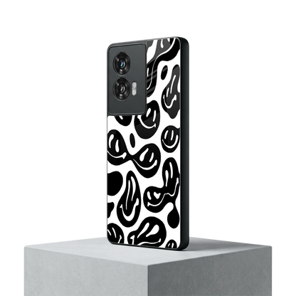 Acid Smiles BW motorola edge 50 fusion mobile cover | shockproof glass phone case