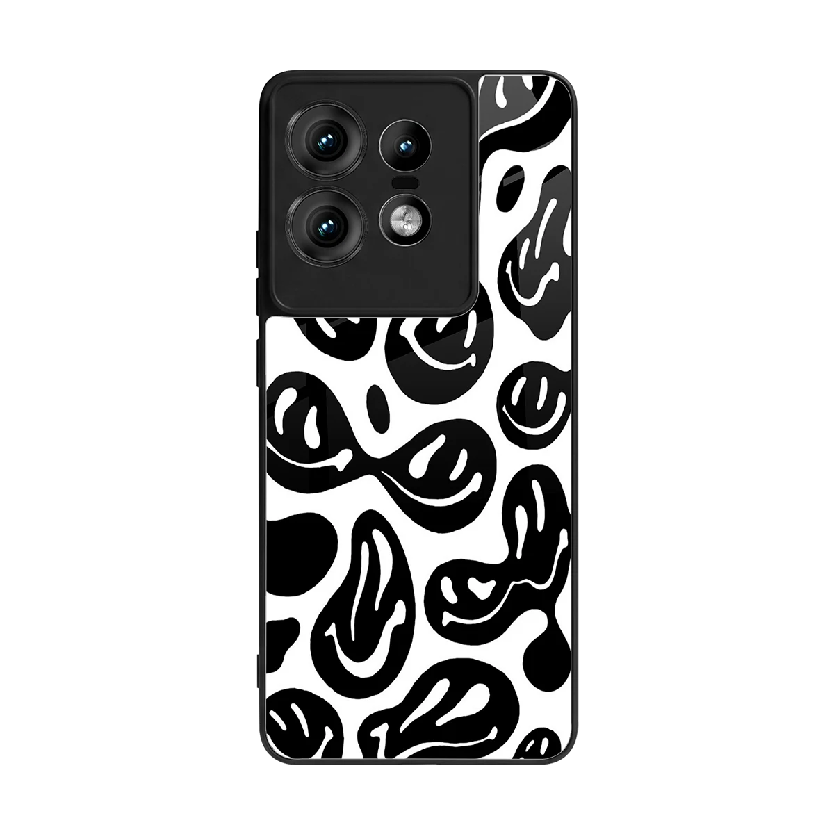 Acid Smiles BW back phone cover | glass case for motorola edge 50 pro