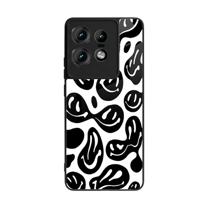 Acid Smiles BW back phone cover | glass case for motorola edge 50 pro