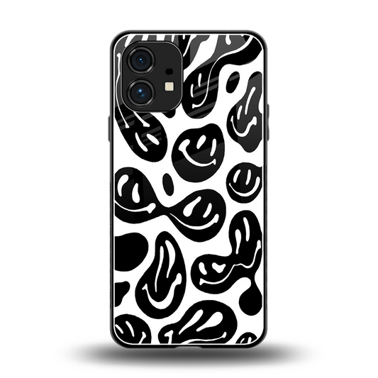 Acid Smiles BW back phone cover | glass case for nothing phone 1