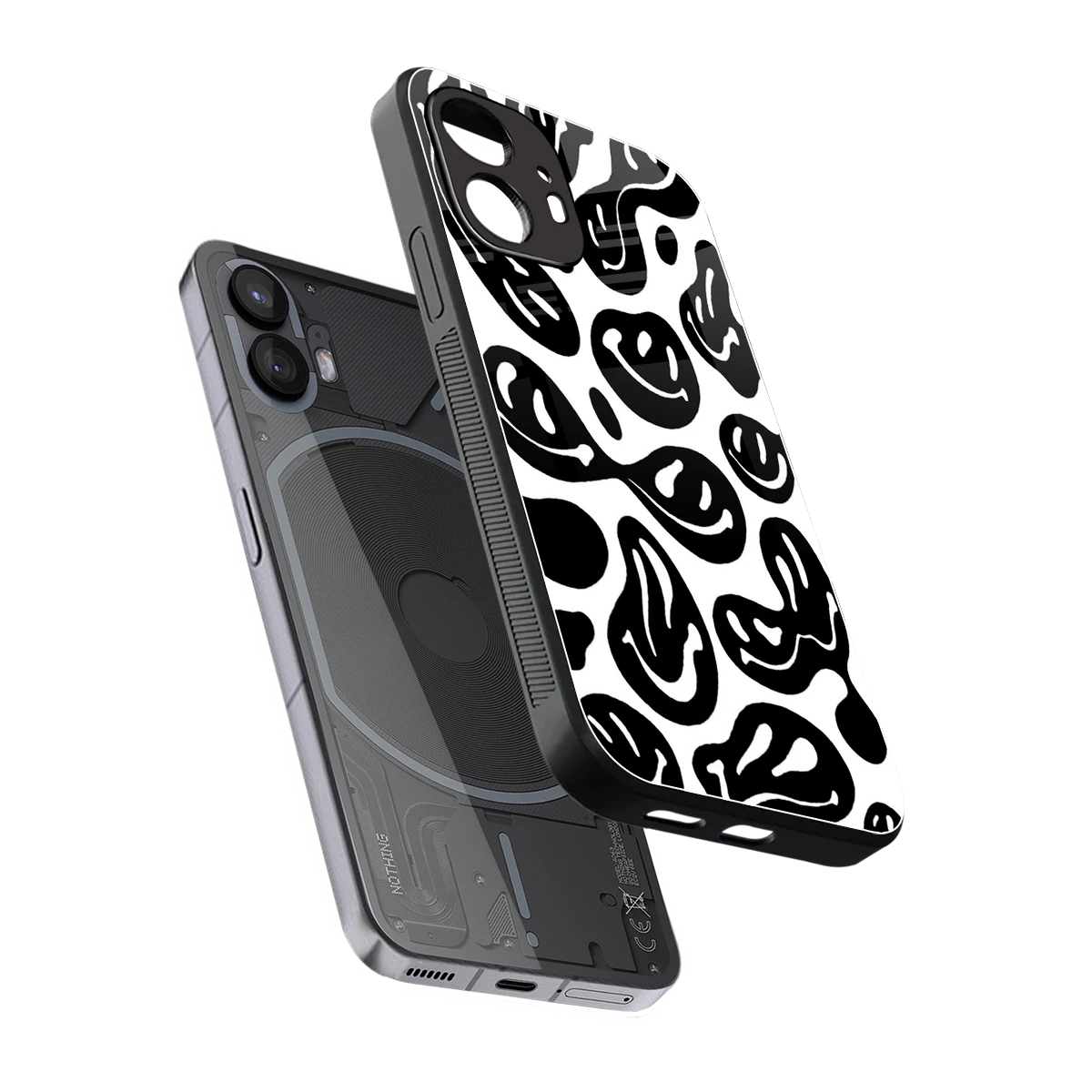 Acid Smiles BW sleek nothing phone 2 cover with tempered glass back and TPU edges