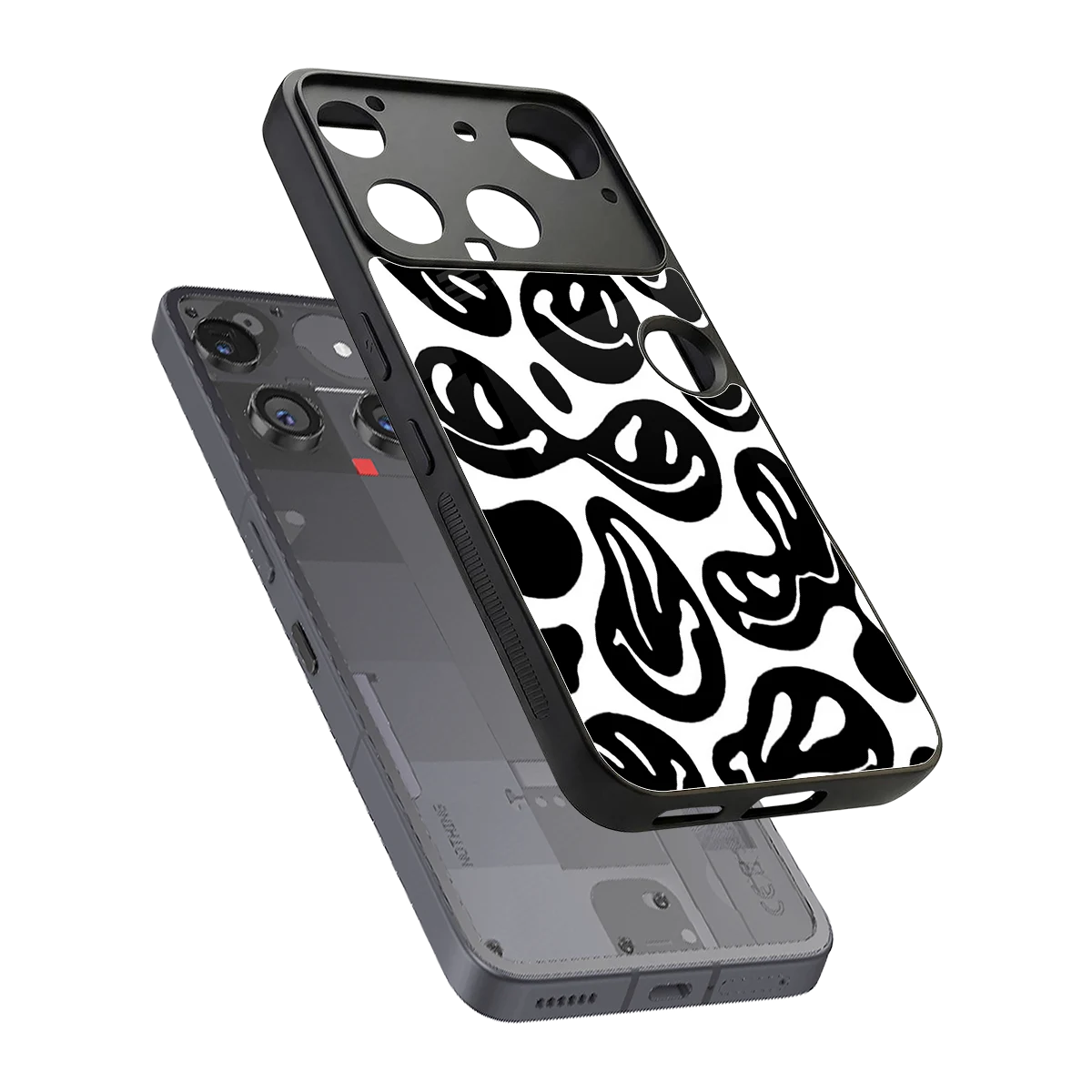 Acid Smiles BW sleek nothing phone 3 cover with tempered glass back and TPU edges