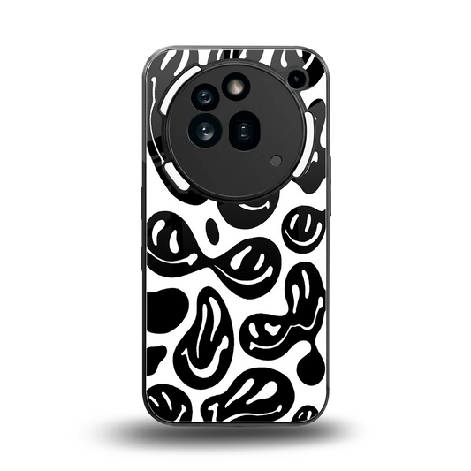 Acid Smiles BW back phone cover | glass case for nothing phone 3a pro