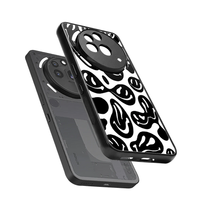 Acid Smiles BW sleek nothing phone 3a pro cover with tempered glass back and TPU edges