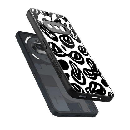 Acid Smiles BW sleek nothing phone 3a cover with tempered glass back and TPU edges
