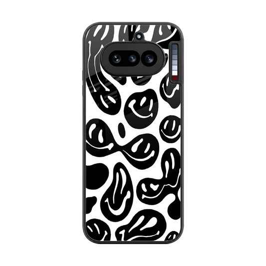Acid Smiles BW back phone cover | glass case for nothing phone 4a