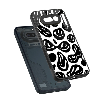 Acid Smiles BW sleek nothing phone 4a cover with tempered glass back and TPU edges