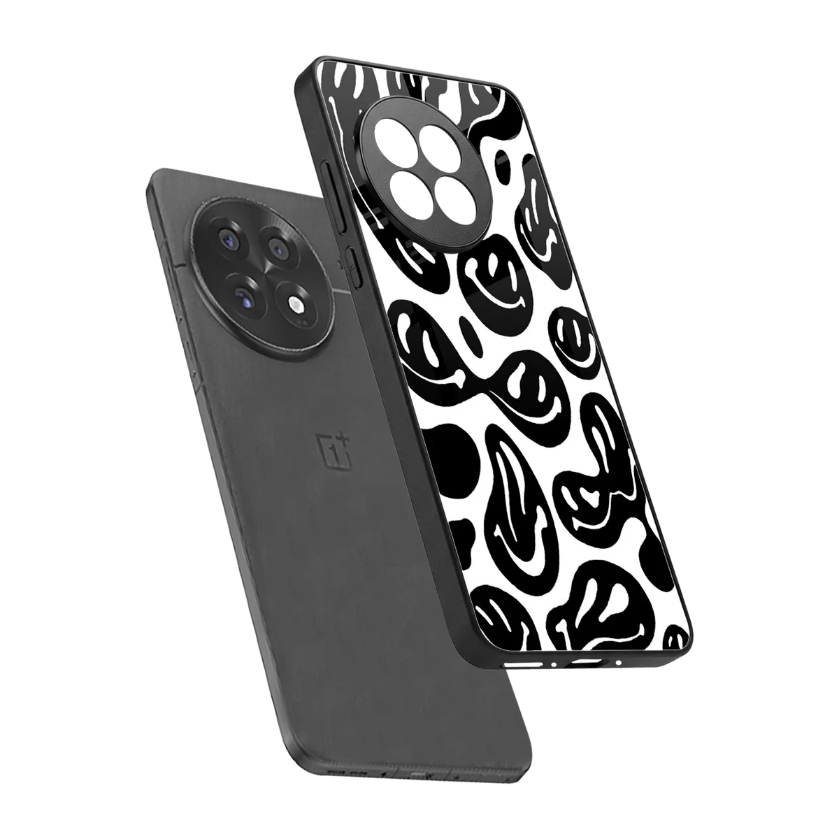 Acid Smiles BW sleek oneplus 13r cover with tempered glass back and TPU edges