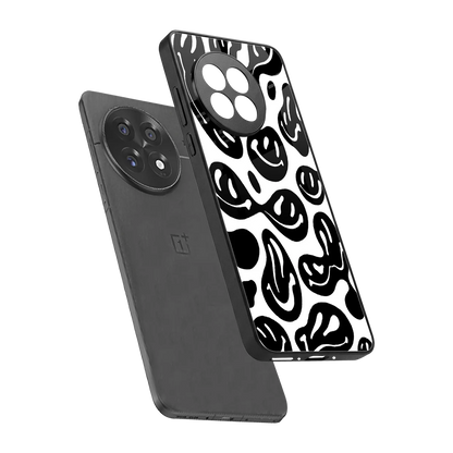 Acid Smiles BW sleek oneplus 13r cover with tempered glass back and TPU edges