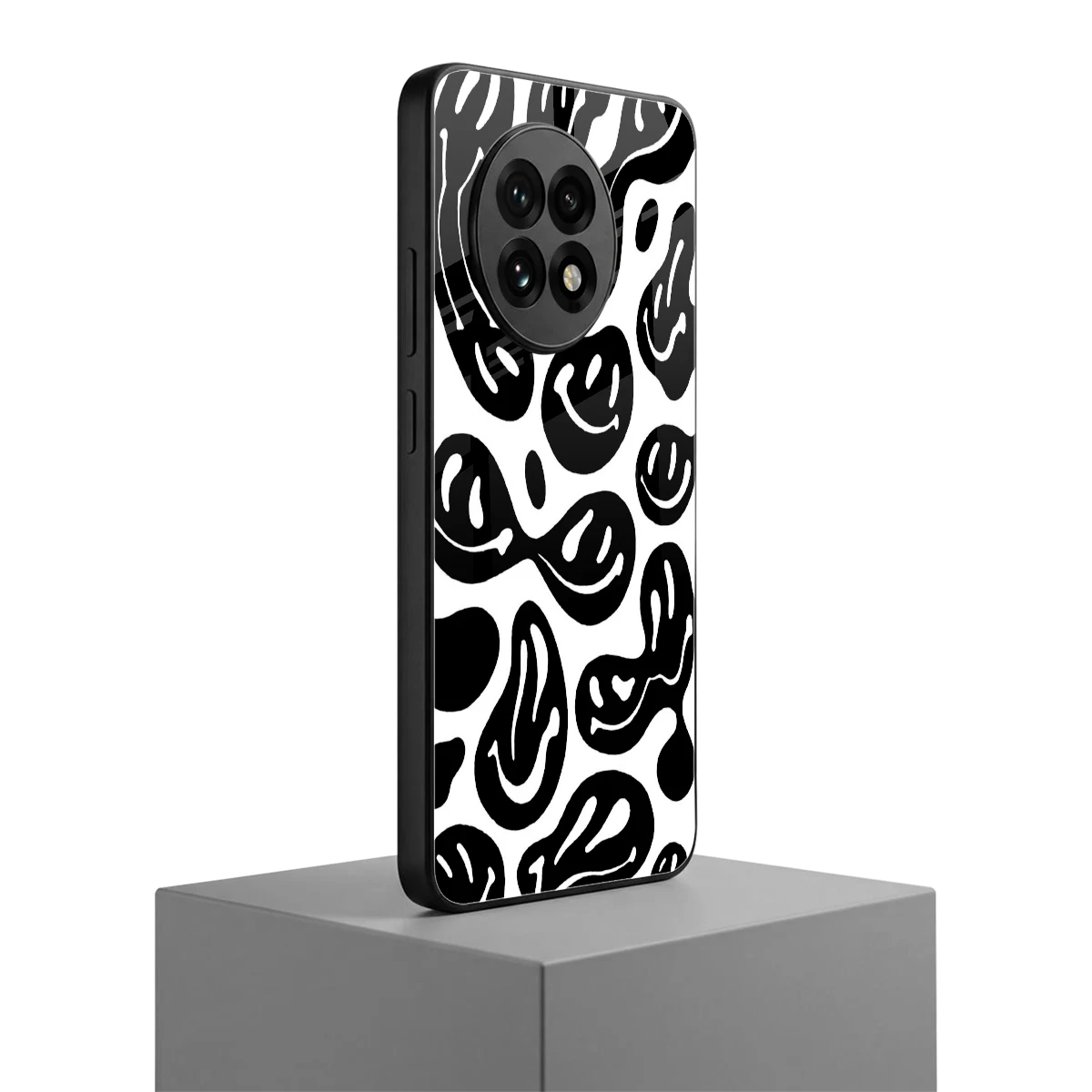 Acid Smiles BW oneplus 13r mobile cover | shockproof glass phone case