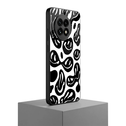 Acid Smiles BW oneplus 13r mobile cover | shockproof glass phone case