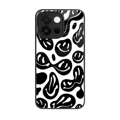 Acid Smiles BW back phone cover | glass case for oneplus 13s
