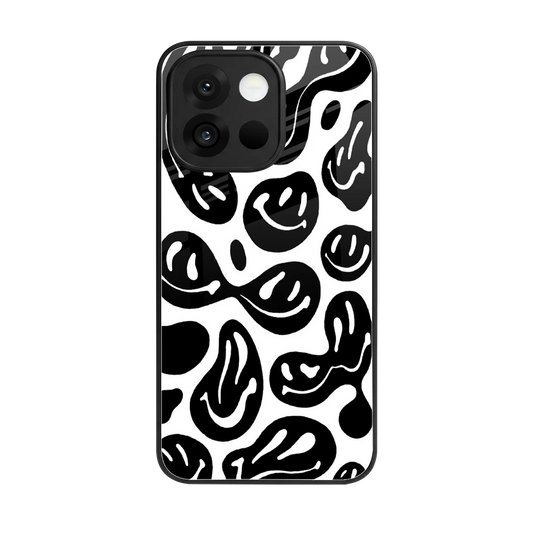 Acid Smiles BW back phone cover | glass case for oneplus 13s