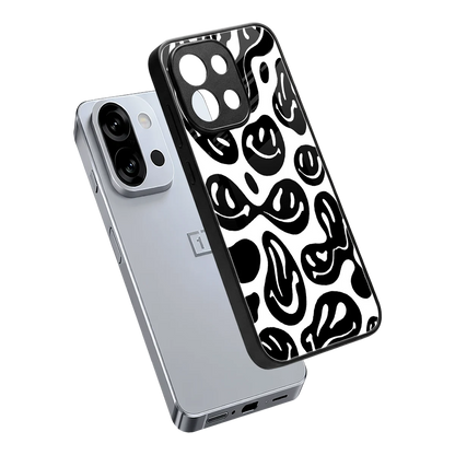 Acid Smiles BW sleek oneplus 13s cover with tempered glass back and TPU edges