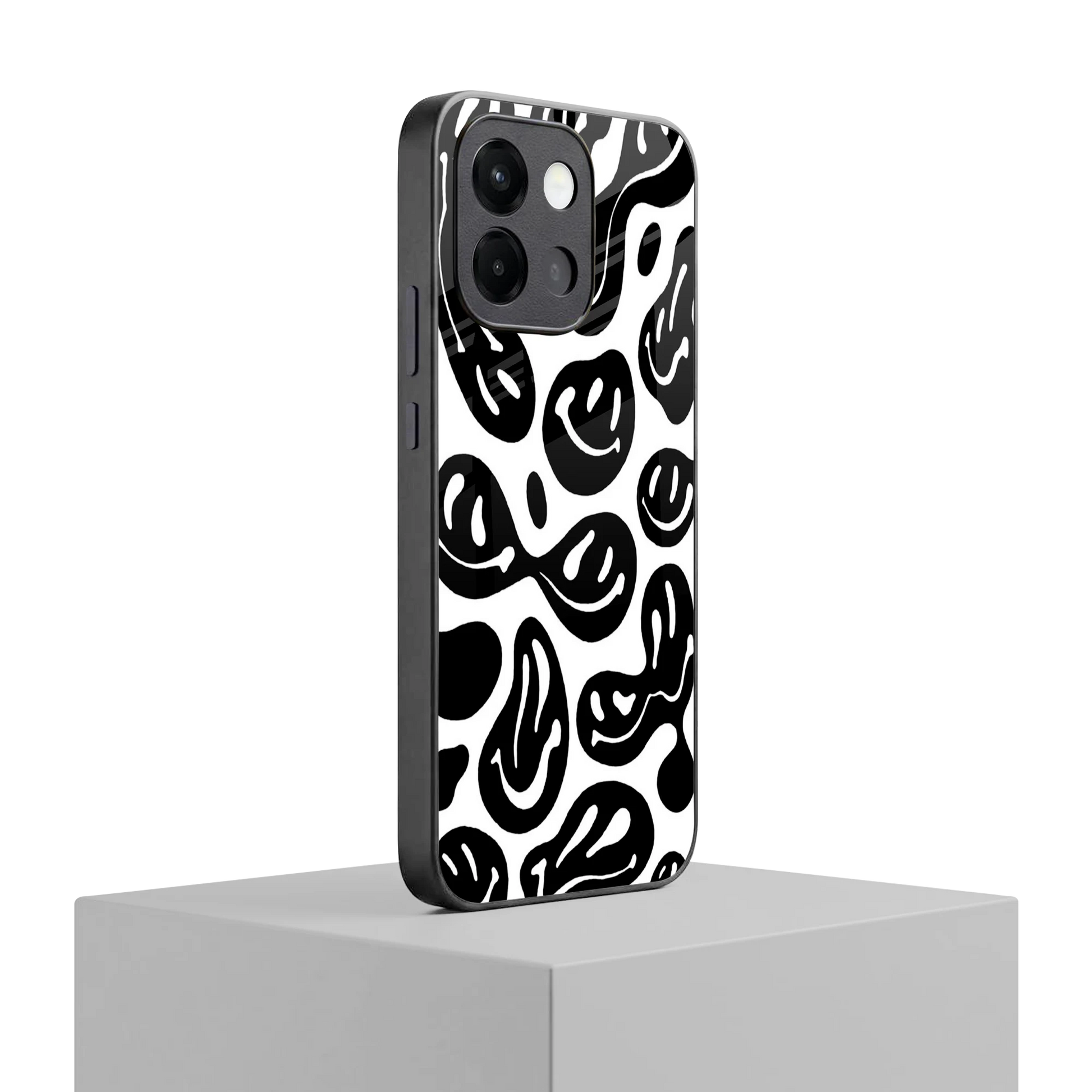 Acid Smiles BW oneplus 13s mobile cover | shockproof glass phone case