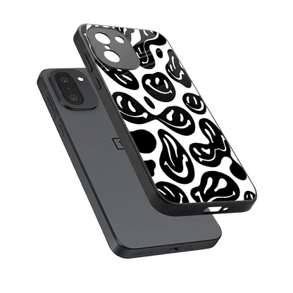 Acid Smiles BW sleek oneplus 15r cover with tempered glass back and TPU edges