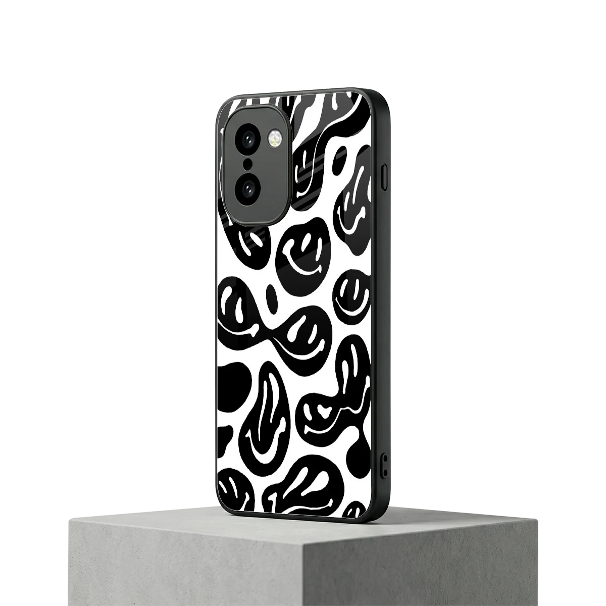 Acid Smiles BW oneplus 15r mobile cover | shockproof glass phone case
