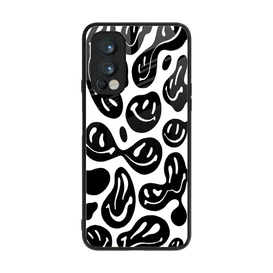 Acid Smiles BW back phone cover | glass case for oneplus nord 2