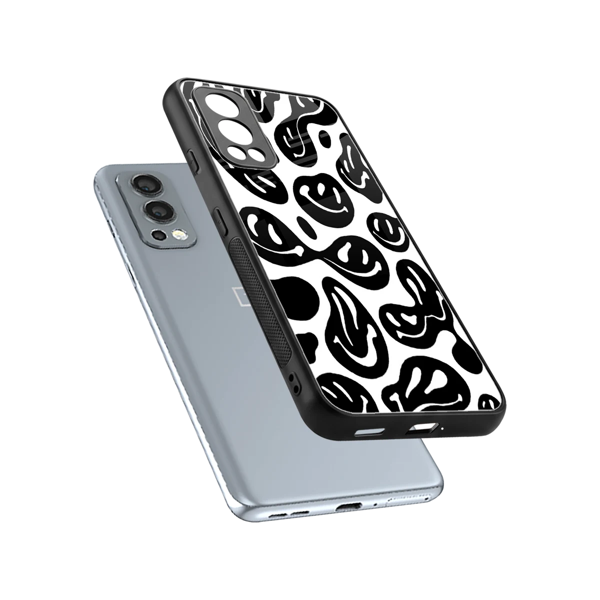 Acid Smiles BW sleek oneplus nord 2 cover with tempered glass back and TPU edges